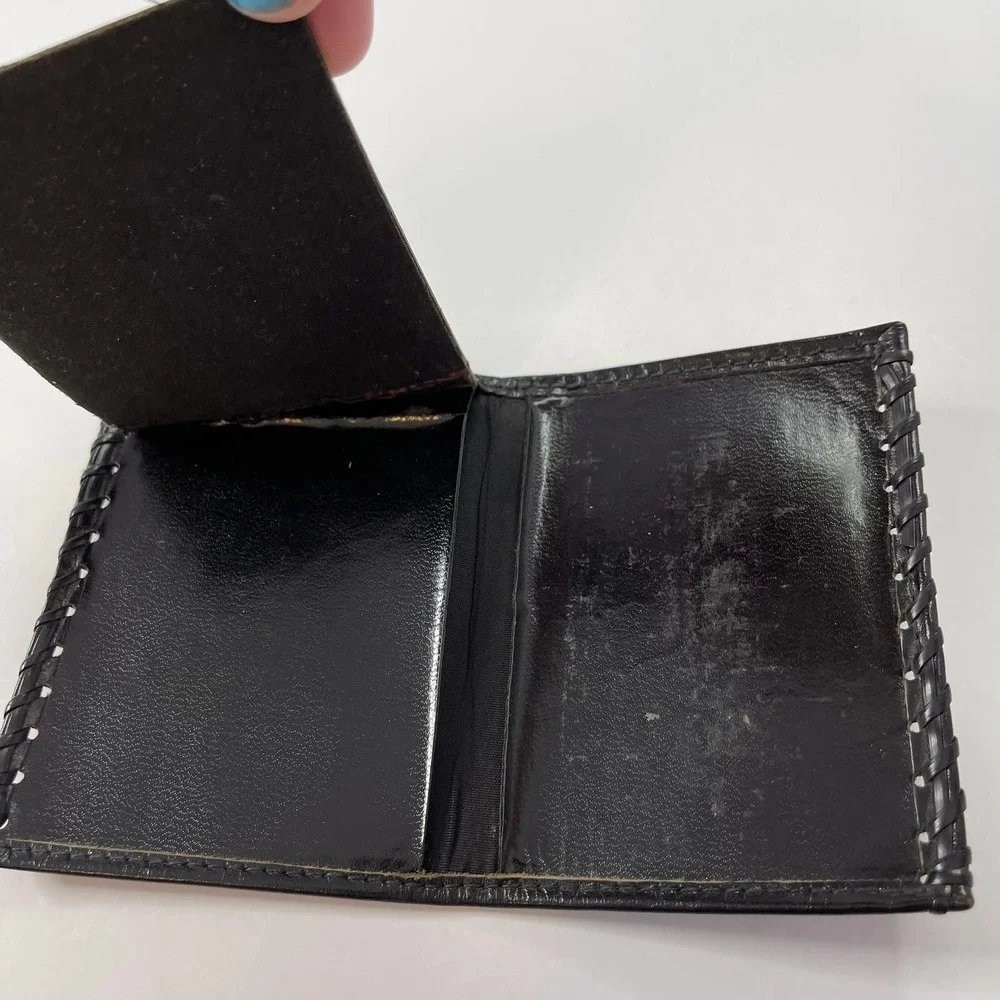 Vintage whipstitched leather wallet
